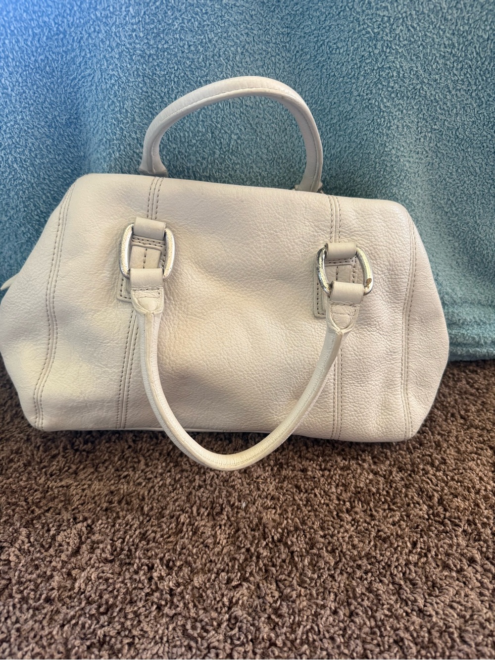 Fossil Cream Pebble Leather Satchel